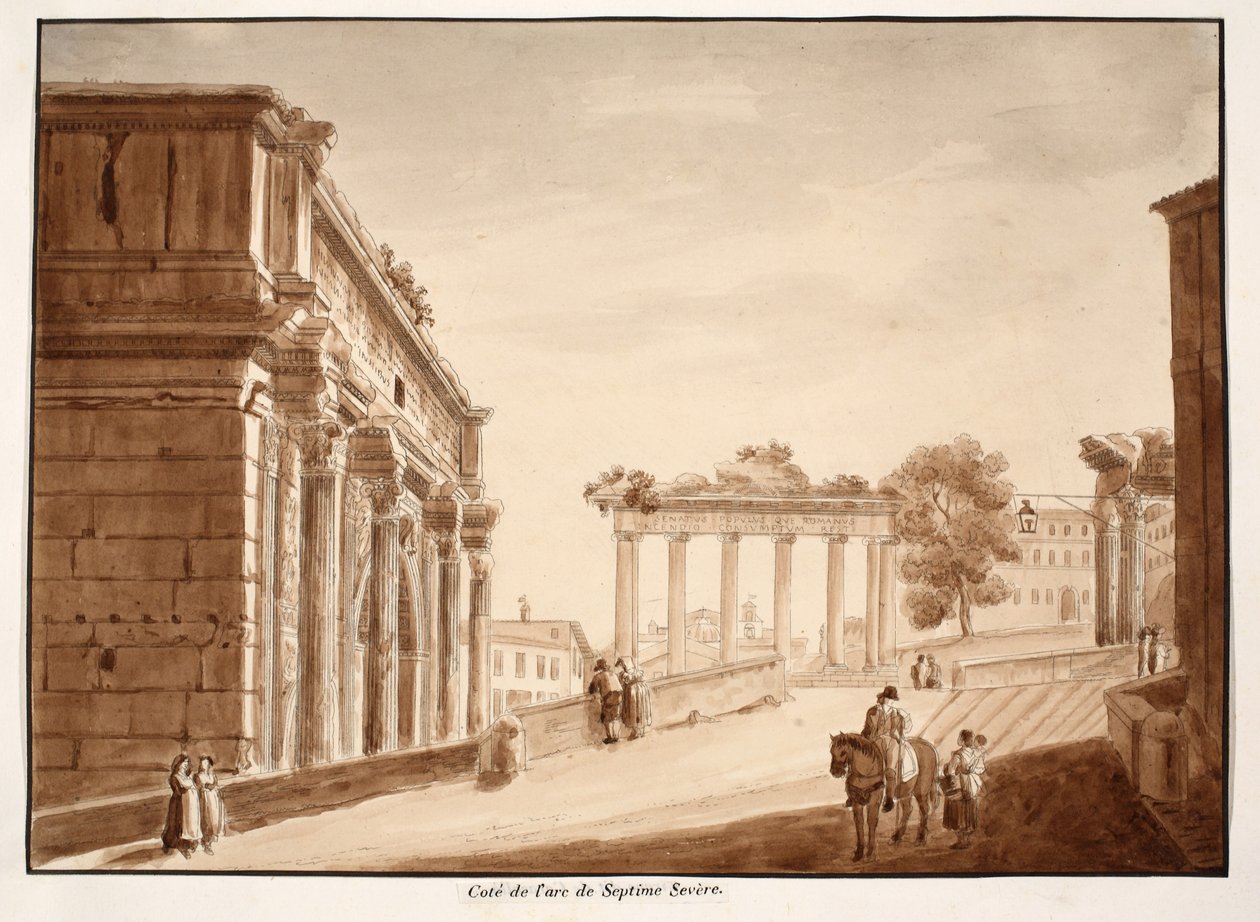 Zijaanzicht van de Boog van Septimius Severus, 1833 door Agostino Tofanelli