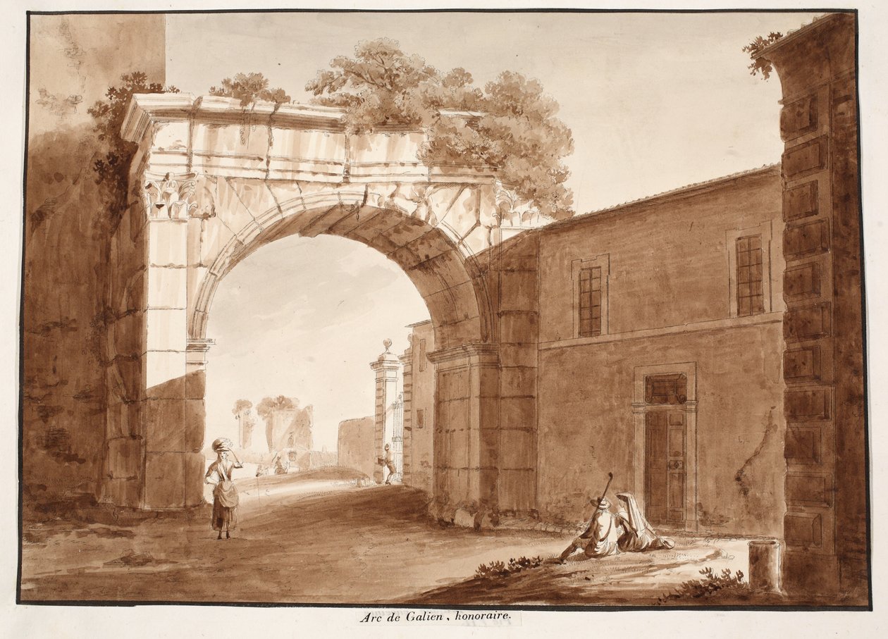 De boog van Gallienus, 1833 door Agostino Tofanelli