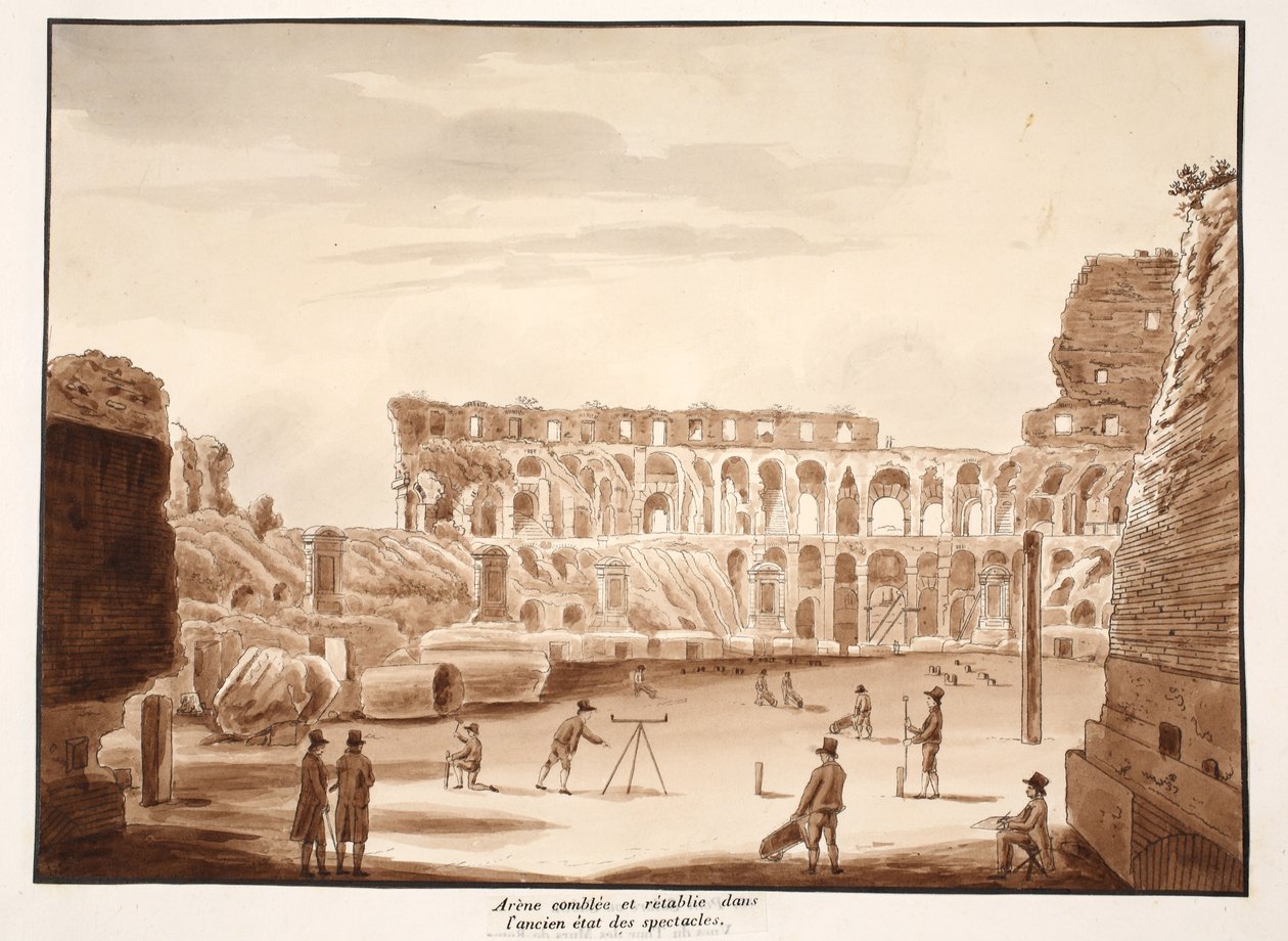 De Arena van het Colosseum gevuld en hersteld naar zijn oorspronkelijke staat, 1833 door Agostino Tofanelli