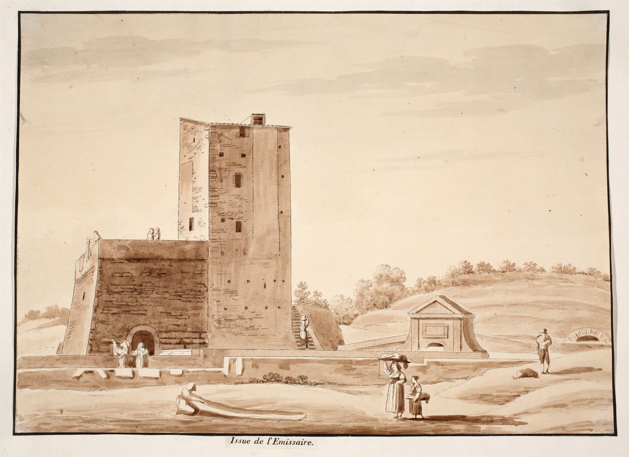 De opkomst van de emissarium van het Meer van Albano, 1833 door Agostino Tofanelli