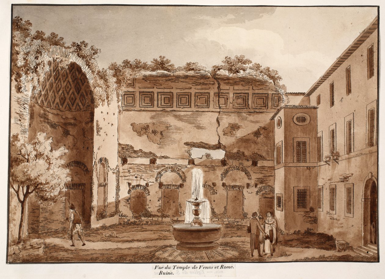 Uitzicht op de Tempel van Venus en Rome, ruïnes, 1833 door Agostino Tofanelli
