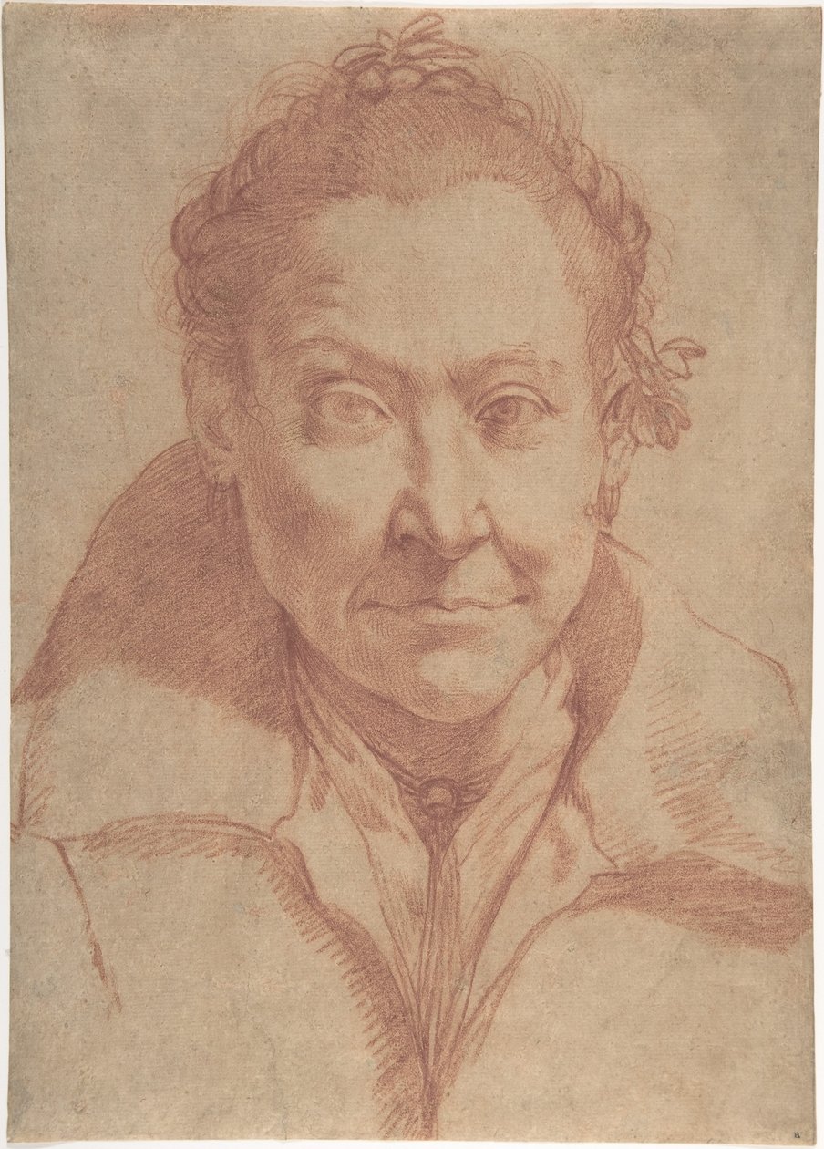 Busteportret van een vrouw (recto); borstbeeldstudie van een meisje (verso) door Agostino Carracci
