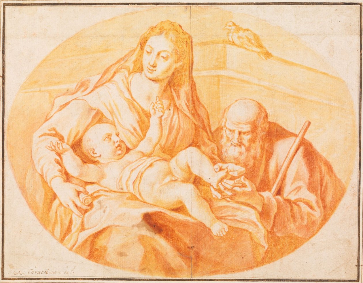 De Heilige Familie door Agostino Carracci