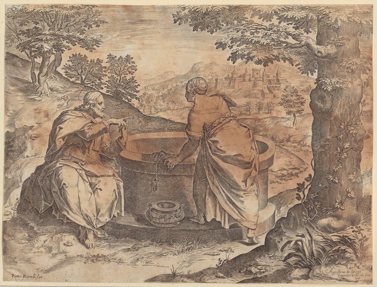 Jezus en de Samaritaanse vrouw door Agostino Carracci