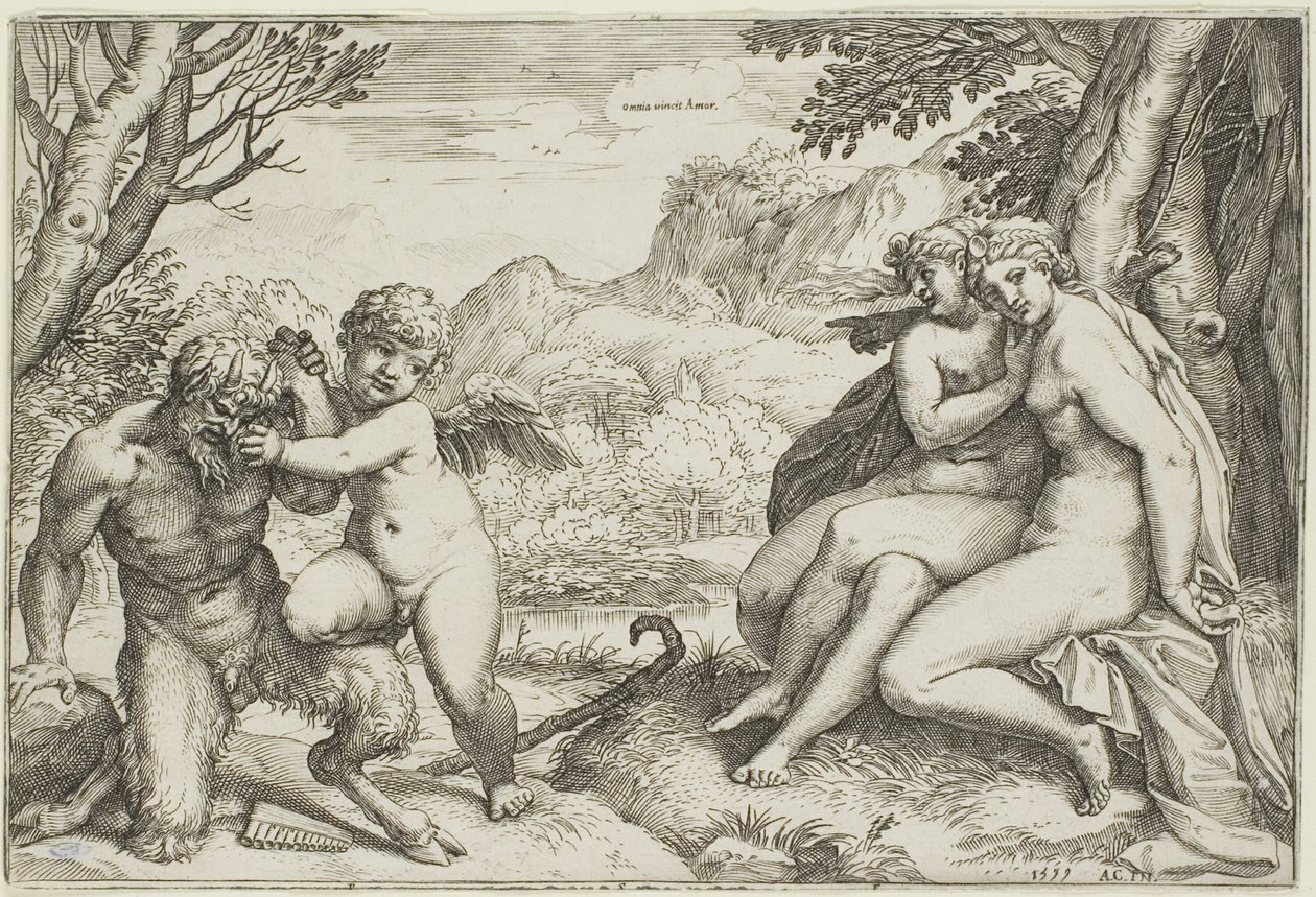Liefde overwint alles door Agostino Carracci