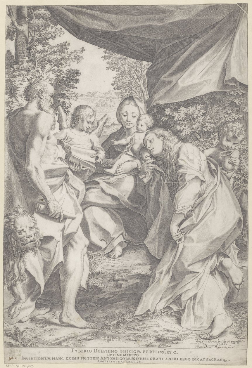 Maria met Kind en de heilige Hieronymus en Maria Magdalena door Agostino Carracci