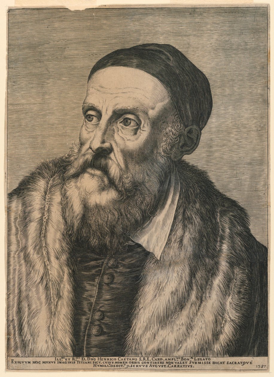 Portret van Titiaan door Agostino Carracci