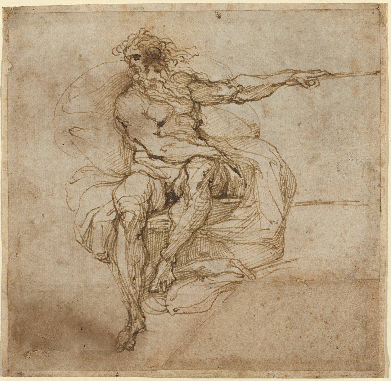 Zittende mannelijke naakt door Agostino Carracci