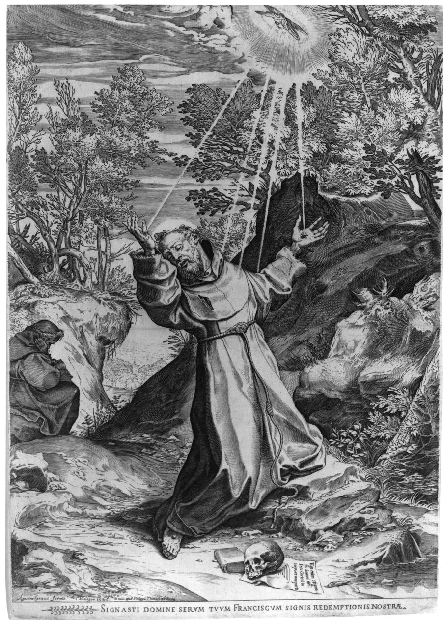 De stigmatisering van Sint-Franciscus door Agostino Carracci