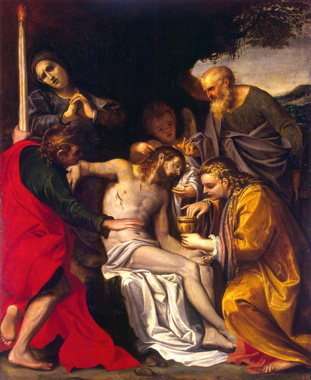 De klaagzang van Christus door Agostino Carracci