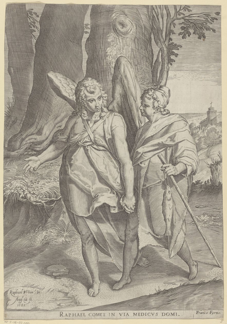 Tobias en de Engel door Agostino Carracci