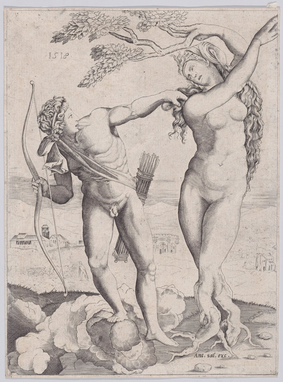 Apollo en Daphne door Agostino Veneziano