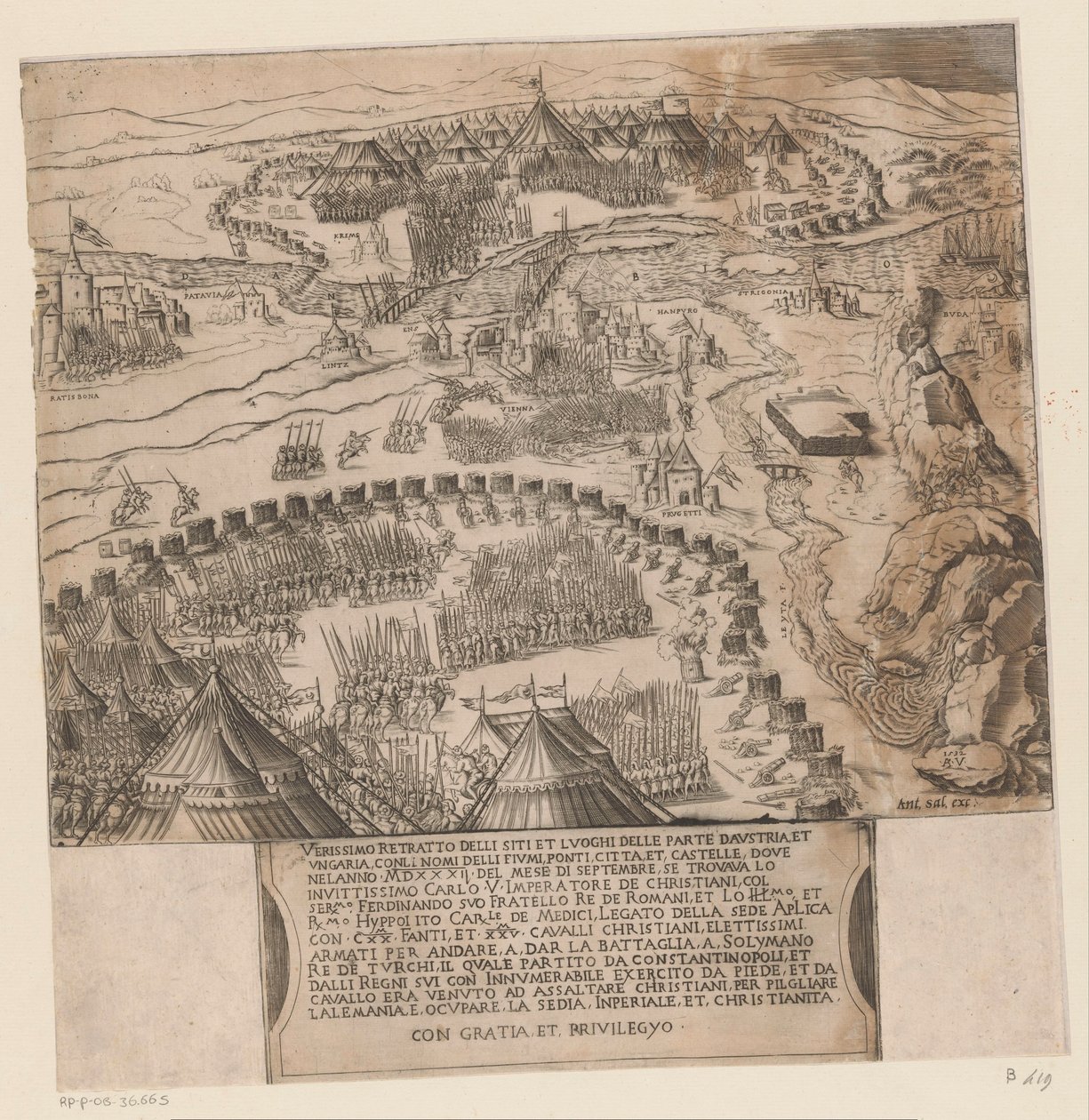 Belegering van Wenen door de Ottomanen door Agostino Veneziano