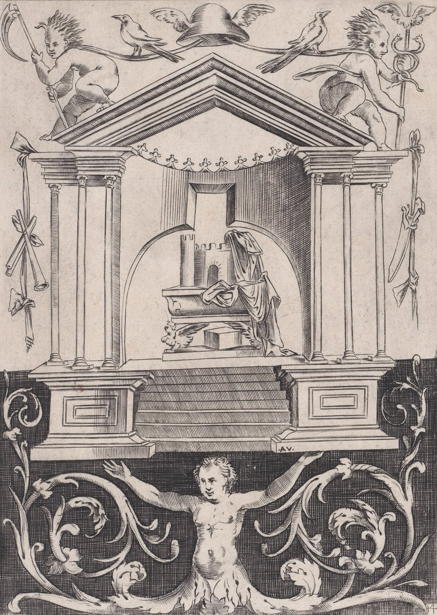 Ornamentaal paneel, ca. 1514-36 door Agostino Veneziano