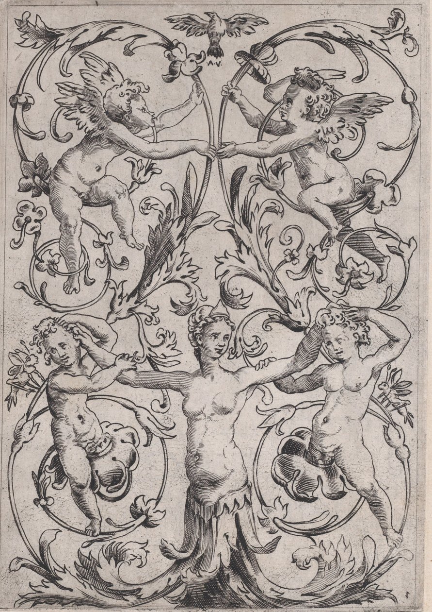 Ornamentpaneel, ca. 1514-1536 door Agostino Veneziano