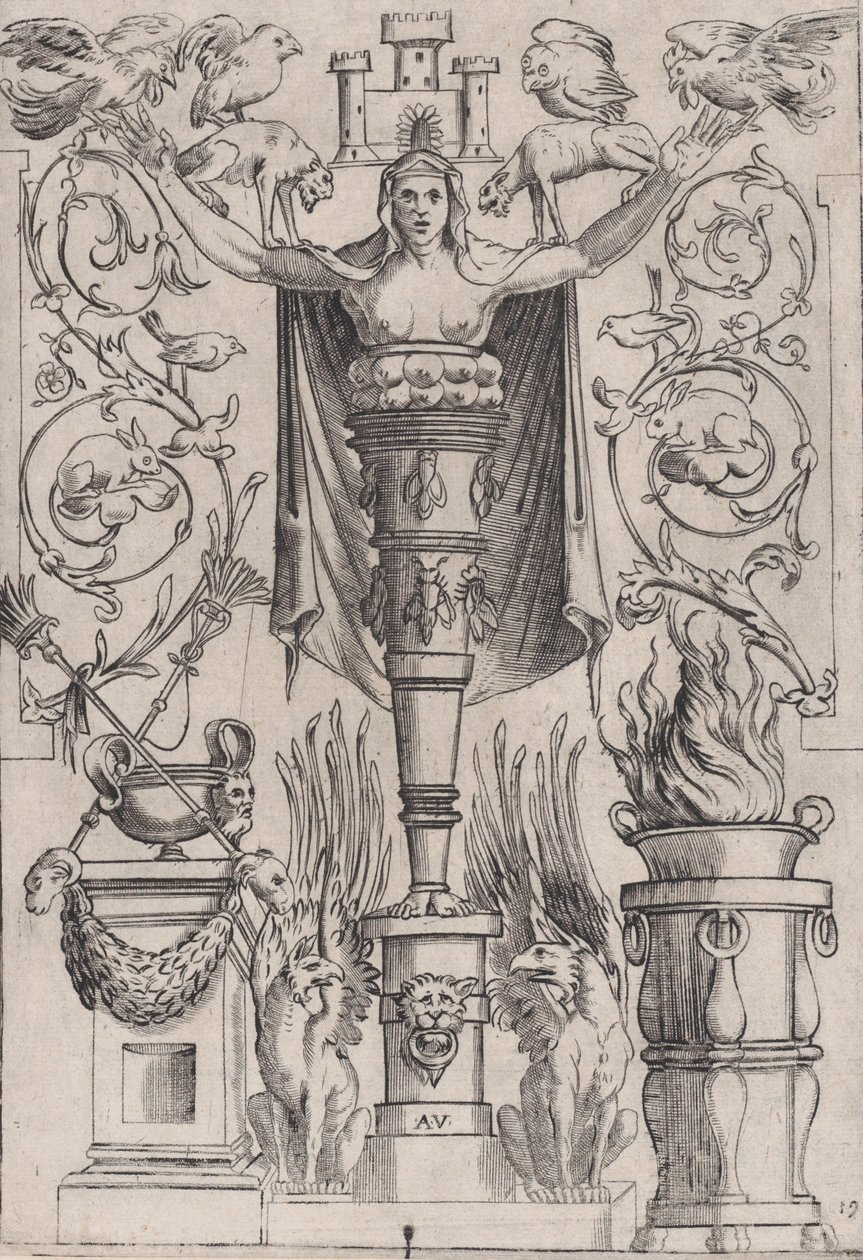 Ornamentaal paneel, ca. 1514-36 door Agostino Veneziano