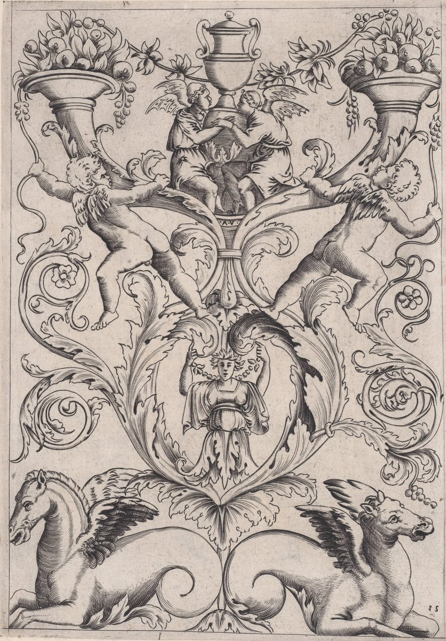Ornamentpaneel, ca. 1514-36 door Agostino Veneziano