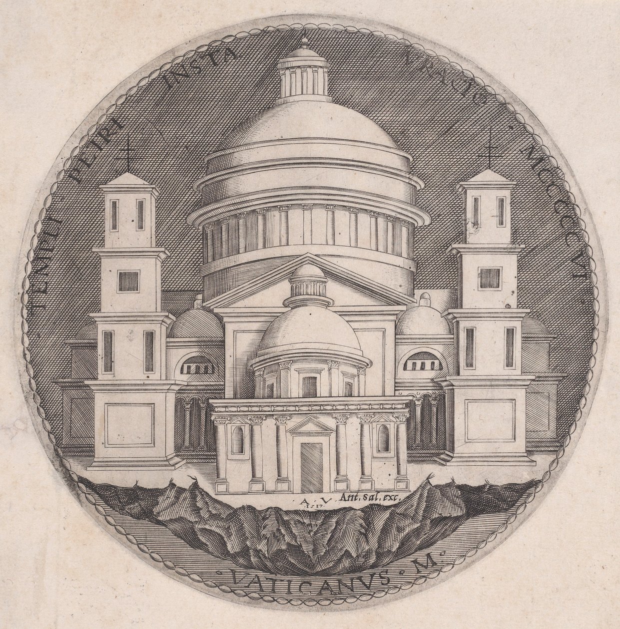 Sint-Pietersbasiliek, gedateerd 1517 door Agostino Veneziano