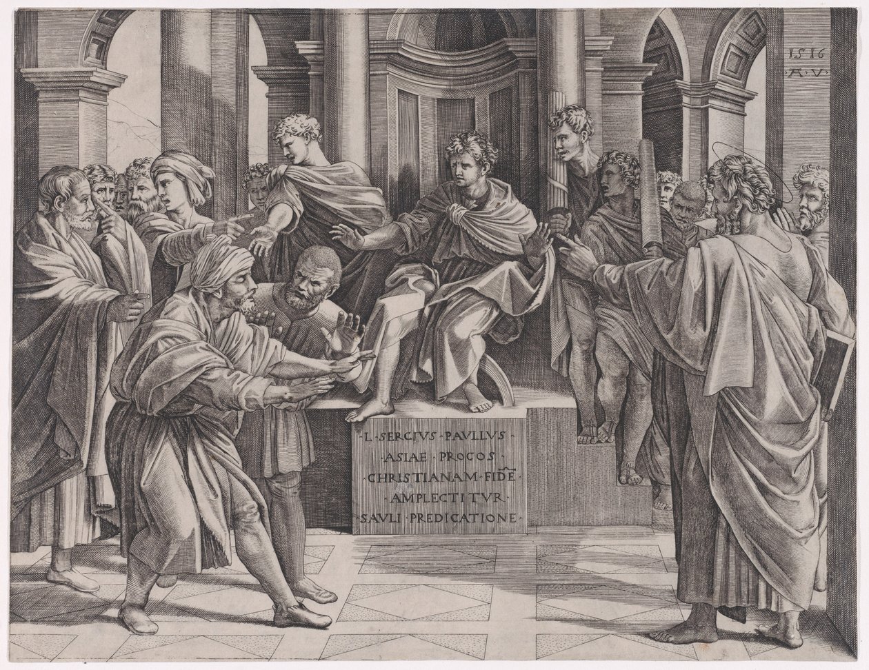 De Verblinding van Elymas door Agostino Veneziano