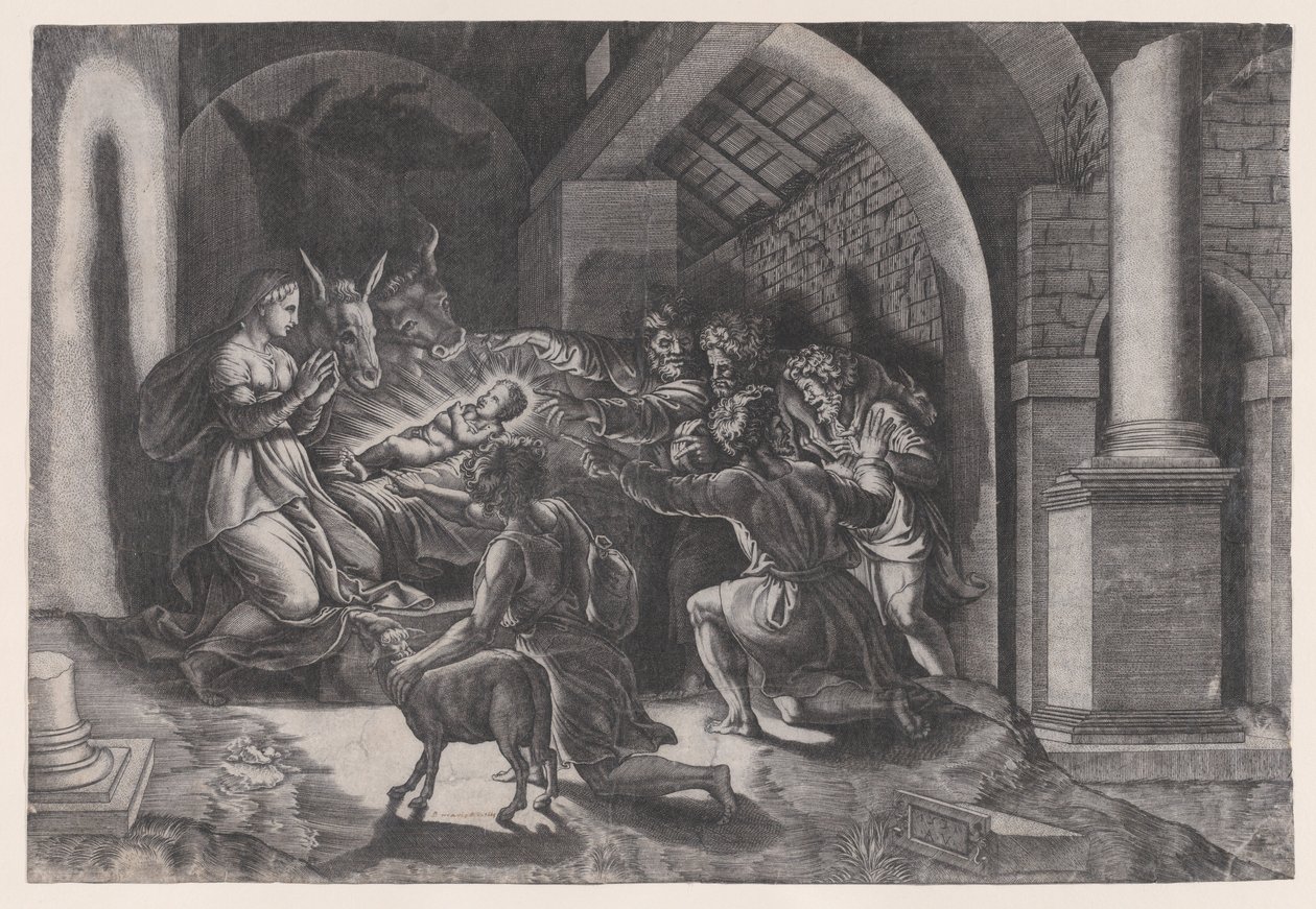 De Geboorte door Agostino Veneziano