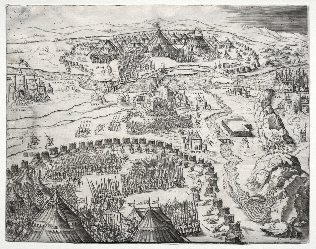 De Positie en het Kamp van de Legers van Karel V en Soliman II door Agostino Veneziano