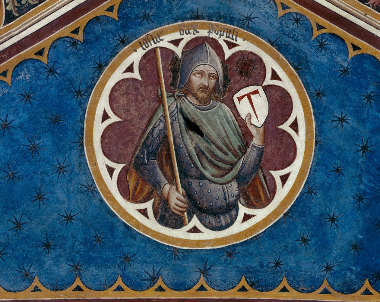Lotharius, dux populi, detail van de vierde overspanning van het plafond (fresco) door Agostino di Marsiglio