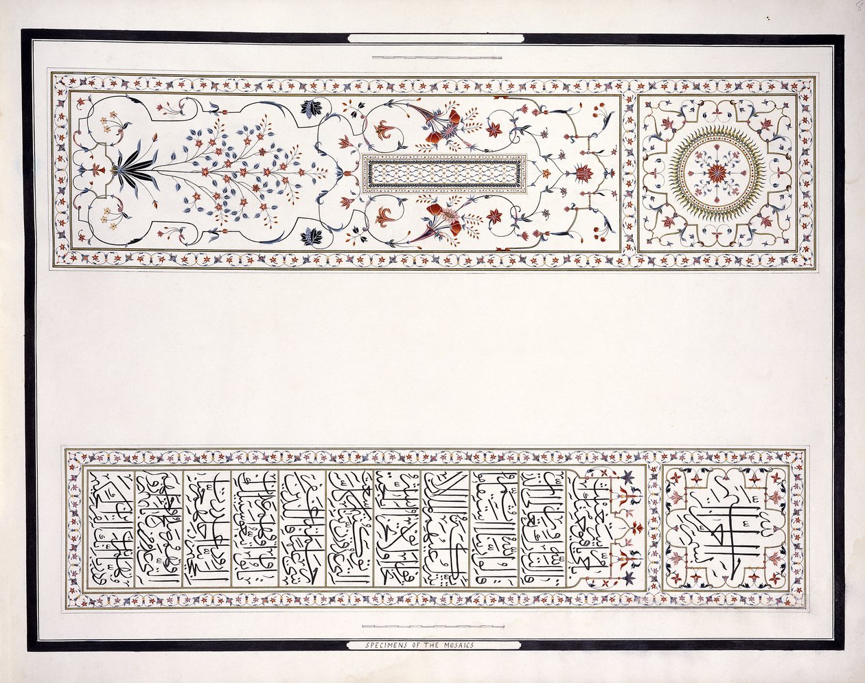 Specimens van de Mozaïeken, uit het Graf van de Keizer, ca. 1815 door Agra School