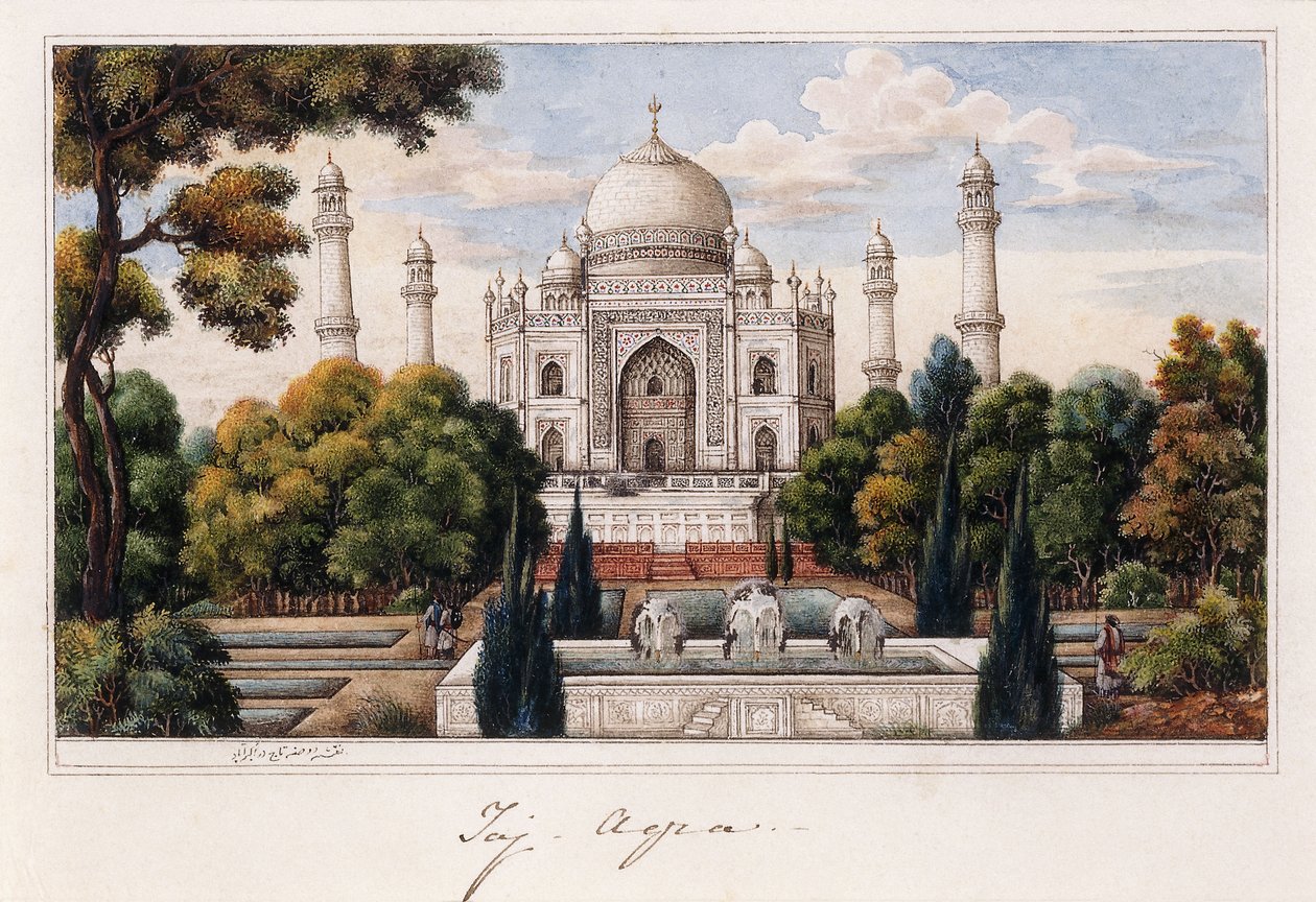 De Taj Mahal vanuit de Tuin, ca. 1840 door Agra School