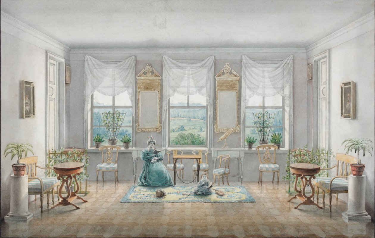 De Salon in het landhuis Gorki door Agrafena Dmitrievna Blagovo