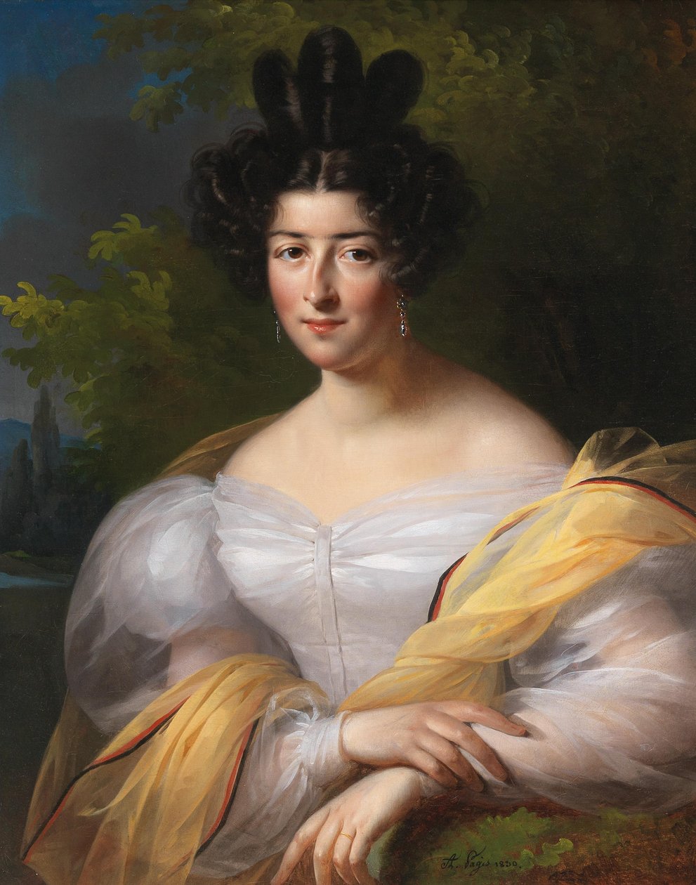 Een dame in een witte jurk door Aimée Brune Pagès