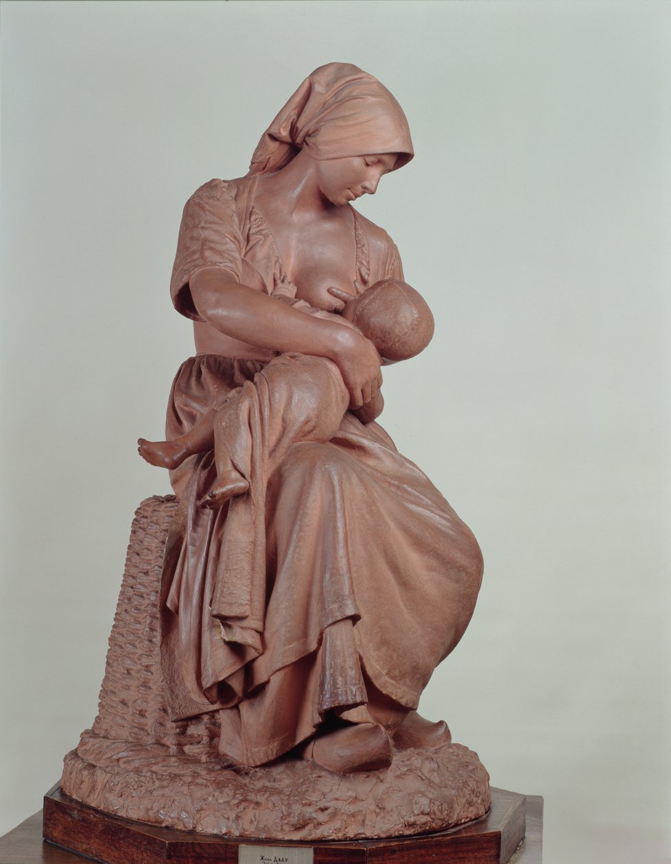 Boerin die een Baby Voedt, 1873 (terracotta) door Aime Jules Dalou