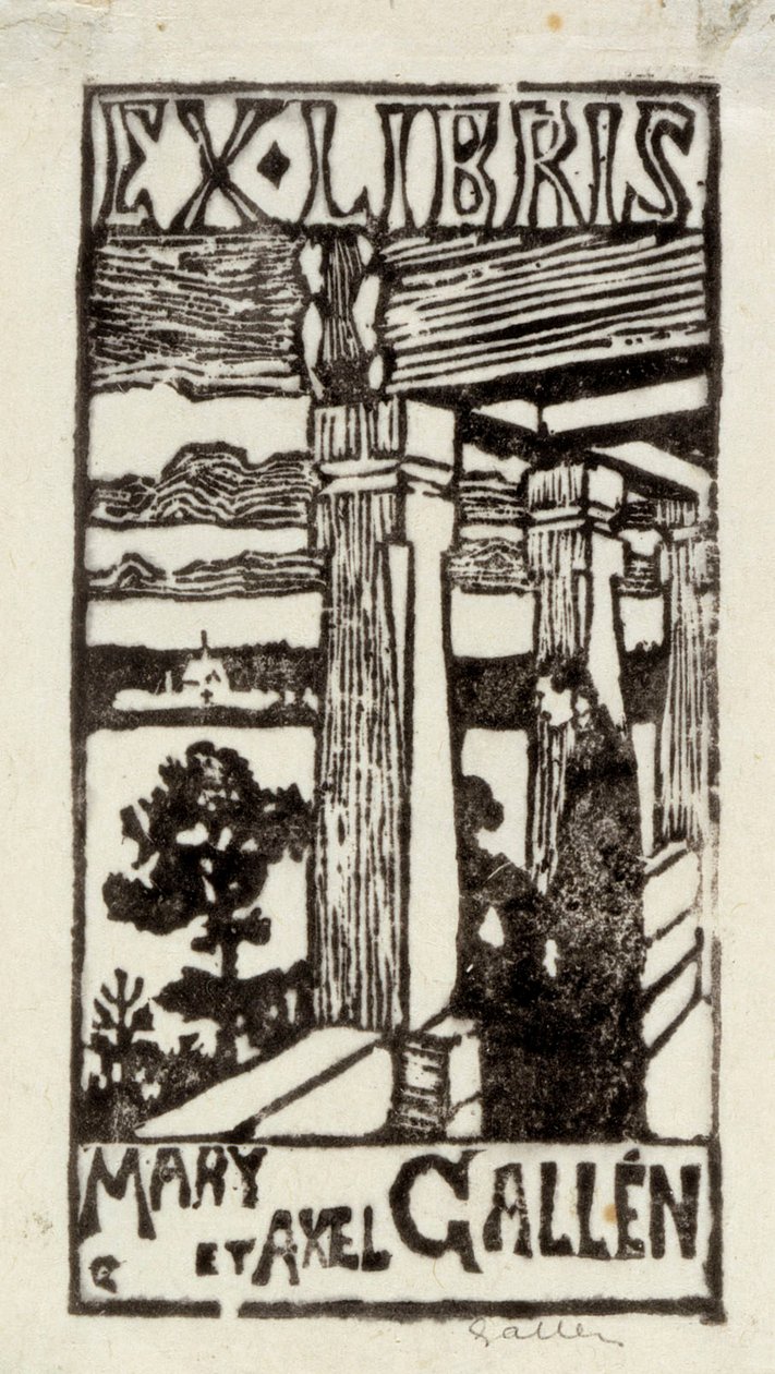 Ex libris van Mary en Axel Gallén door Akseli Gallen-Kallela