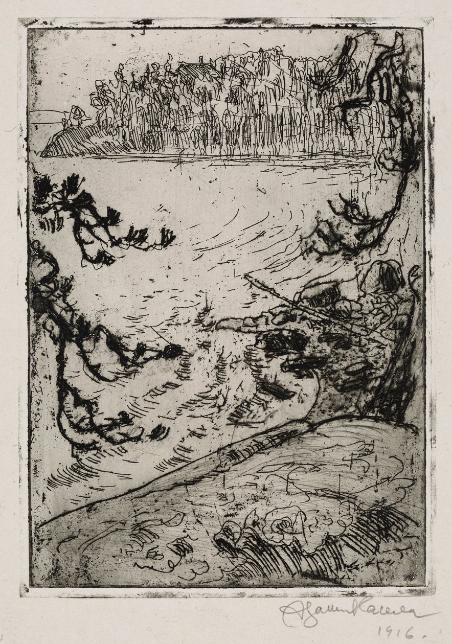 Landschap aan het meer door Akseli Gallen-Kallela