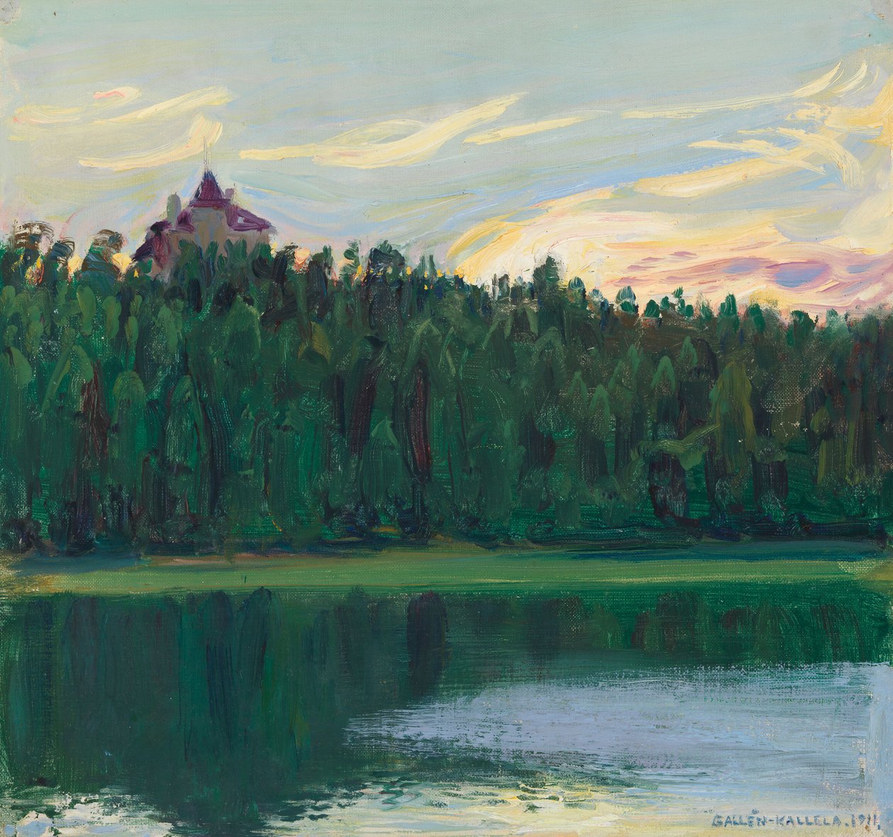 Landschap aan een meer door Akseli Gallen-Kallela
