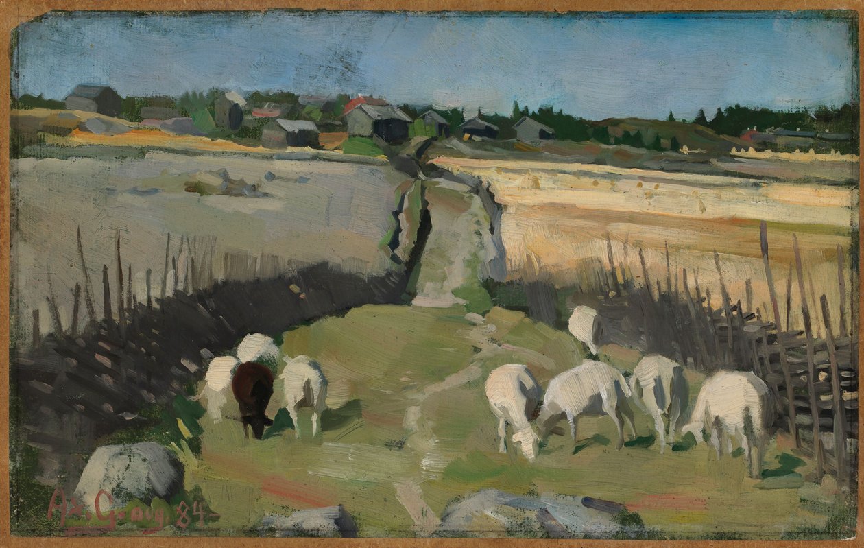 Landschap met schapen door Akseli Gallen-Kallela