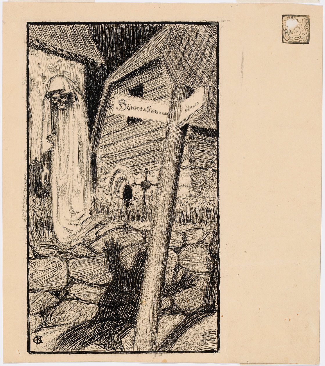 De geest op het kerkhof door Akseli Gallen-Kallela