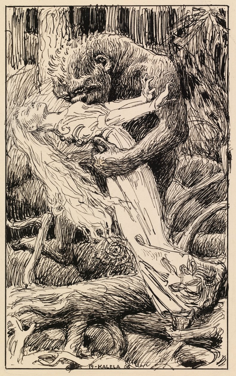 Het monster en het meisje door Akseli Gallen-Kallela