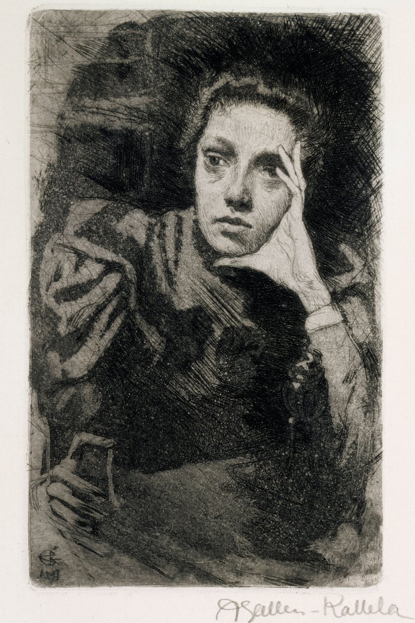 Viola Gallén, de zus van de kunstenaar door Akseli Gallen-Kallela