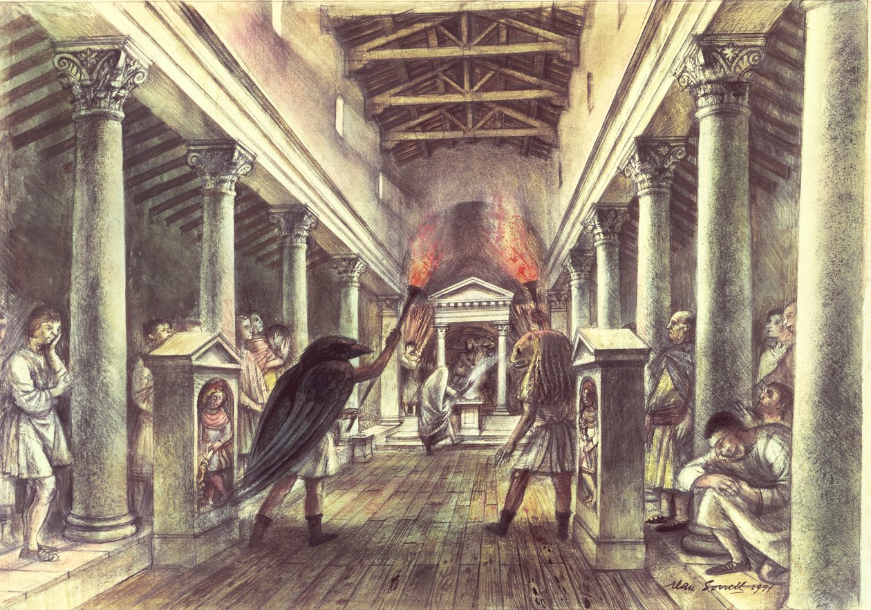 Interieur van de tempel van Mithras door Alan Ernest Sorrell