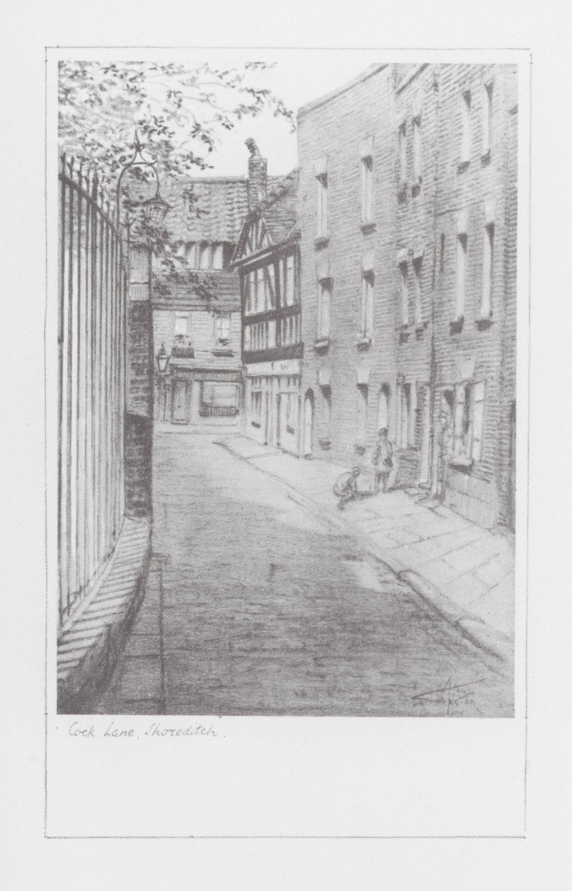 Lanes in Londen: Cock Lane, Shoreditch (litho) door Alan Stapleton