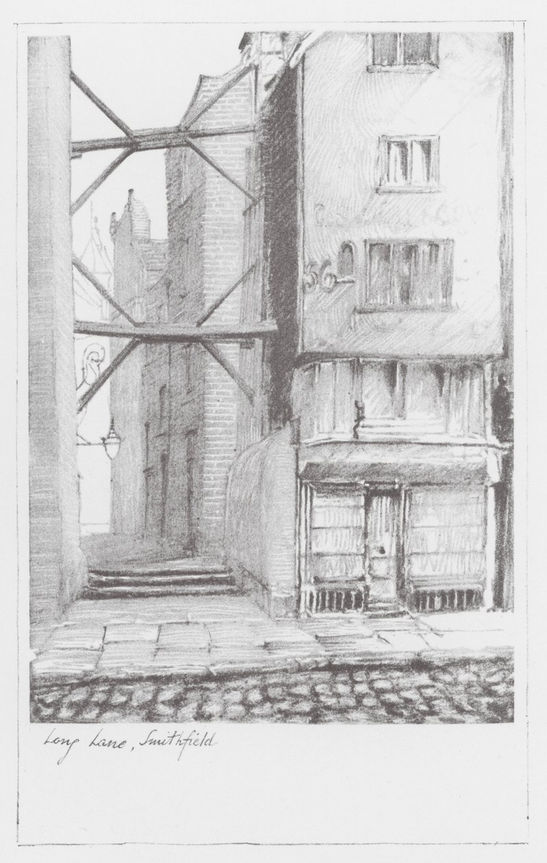 Lanes in Londen: Long Lane, Smithfield (litho) door Alan Stapleton