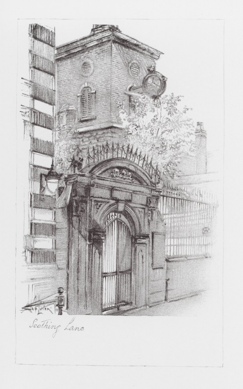 Londense lanen: Seething Lane (litho) door Alan Stapleton