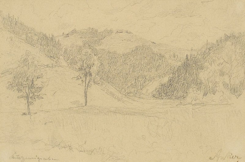 Heuvelachtig landschap door Albert Anker