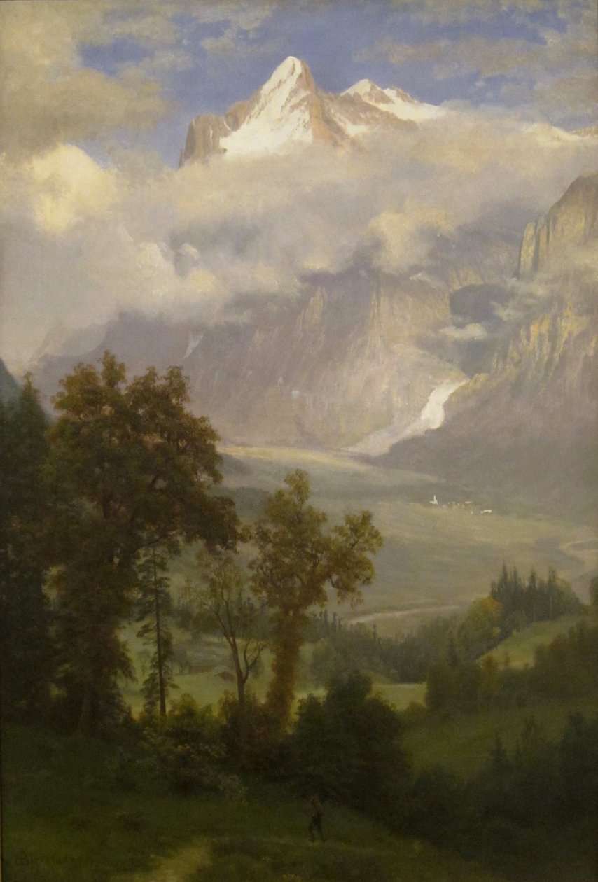 Uitzicht op Wetterhorn vanuit de vallei van Grindelwald door Albert Bierstadt