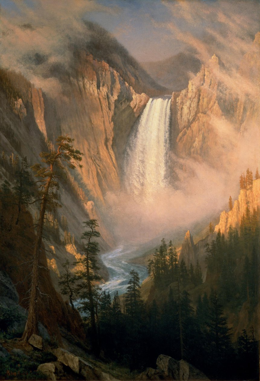Yellowstone Falls door Albert Bierstadt