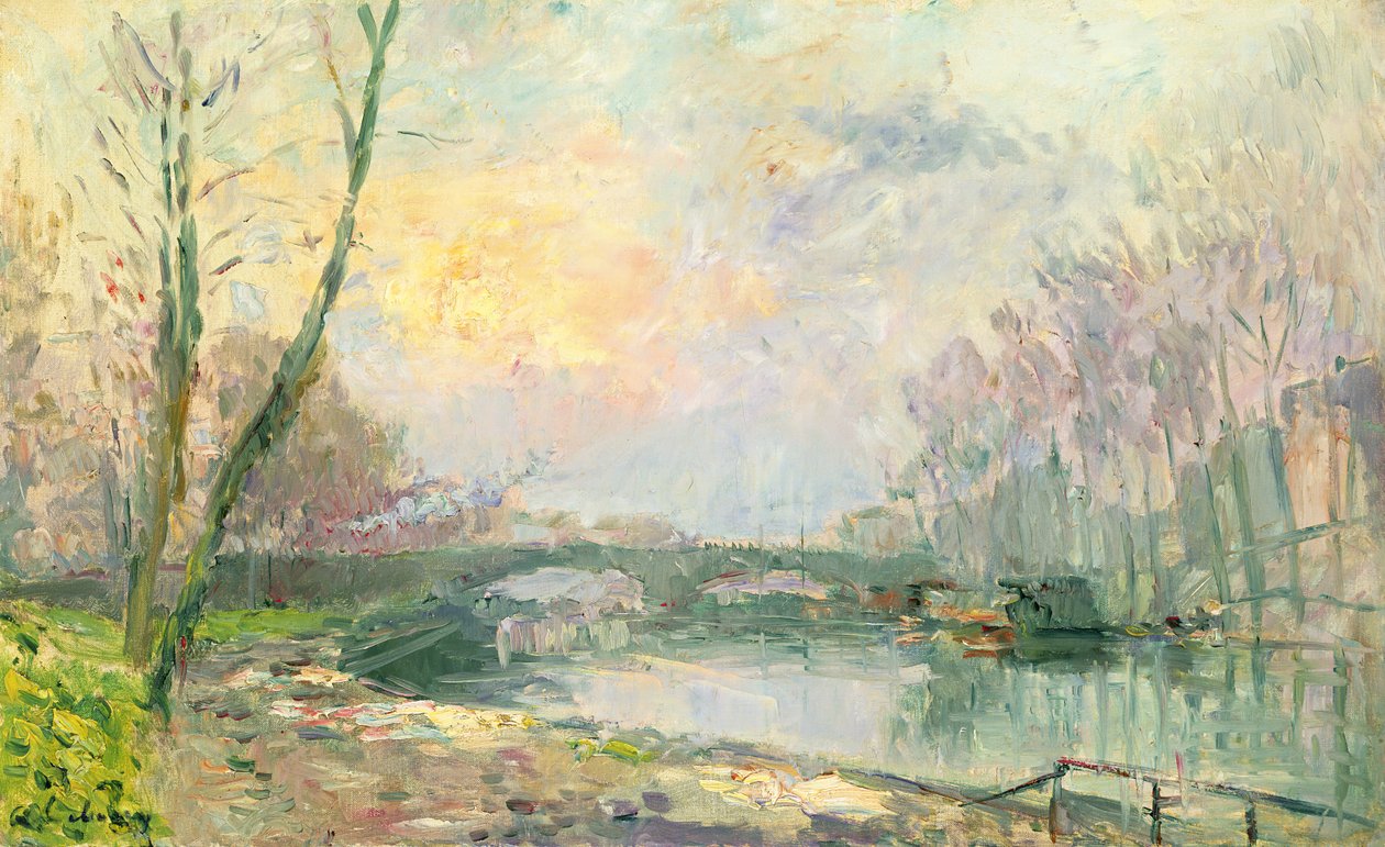 Uitzicht op de Seine, Parijs door Albert Charles Lebourg