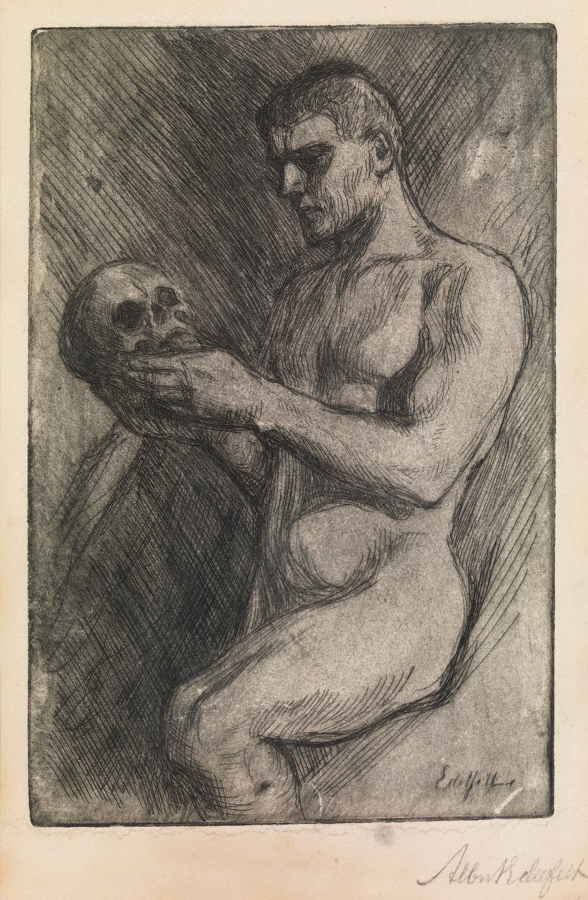 Naakte man en schedel door Albert Gustaf Aristides Edelfelt