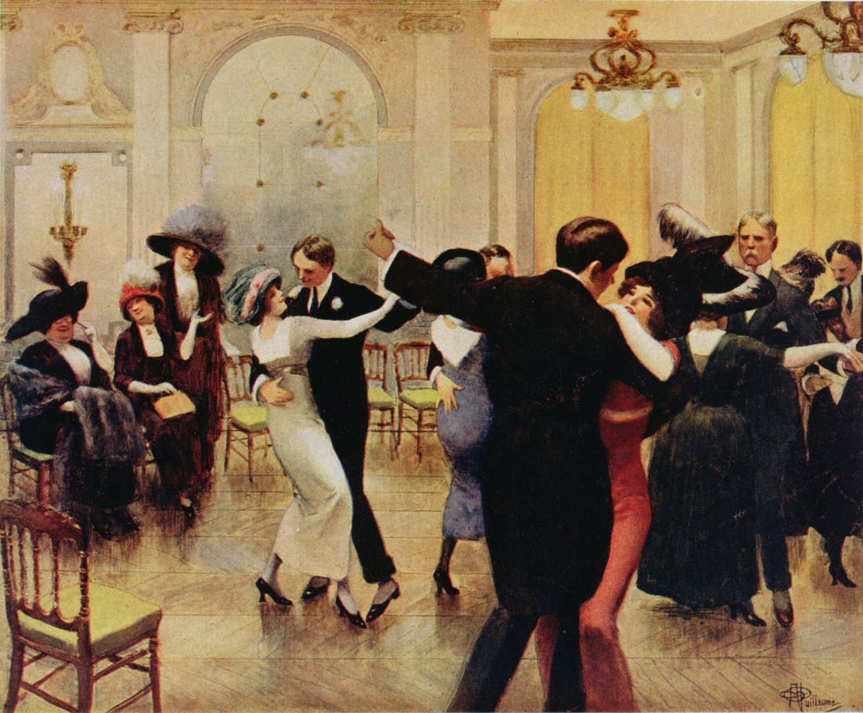 De Tango Dansen, gepubliceerd in Femina, 1913 door Albert Guillaume