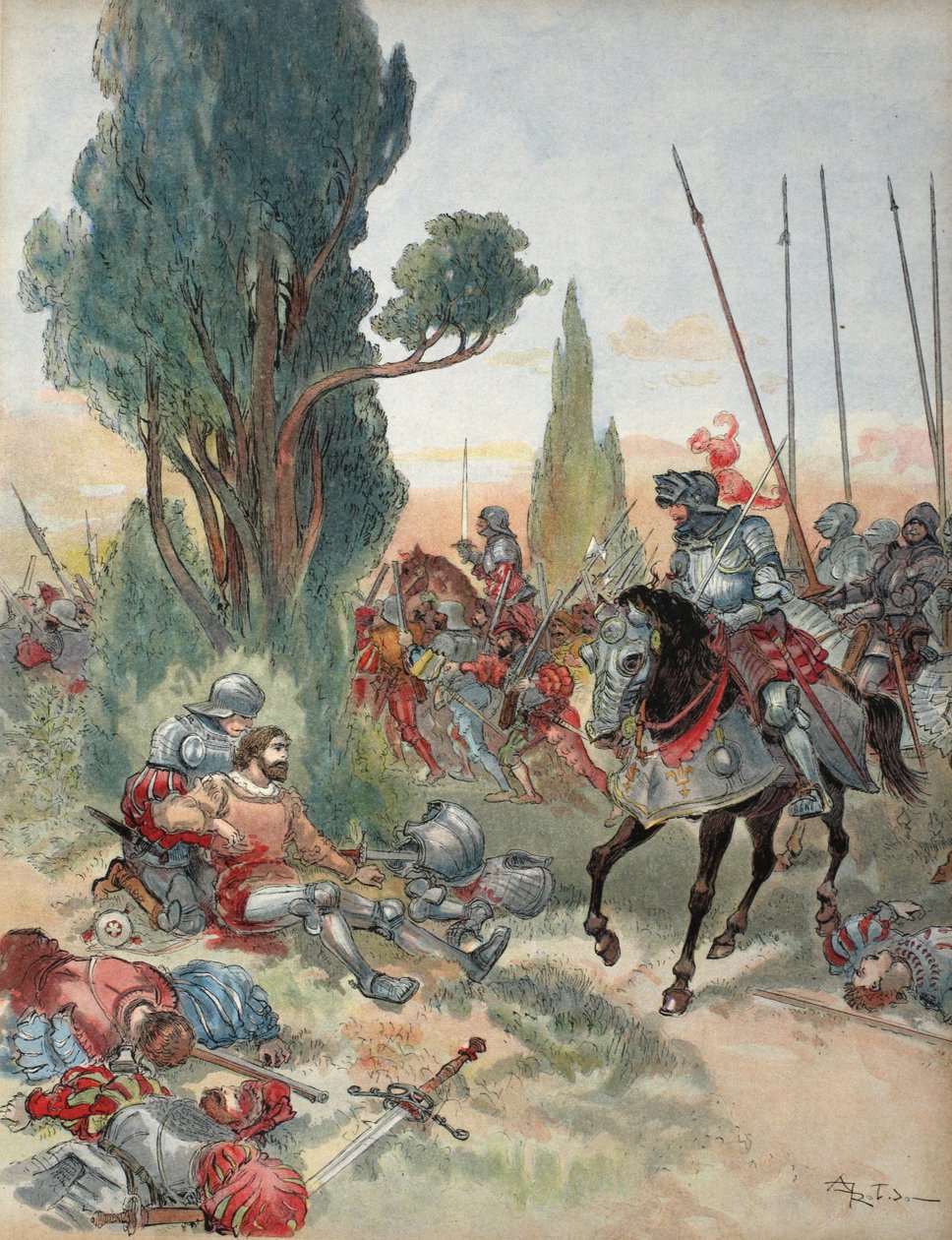 De dood van Bayard, illustratie uit 