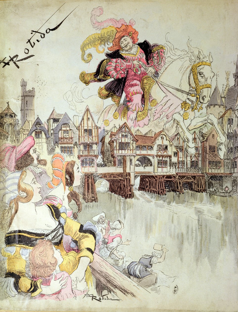 Gargantua, illustratie uit de Volledige Werken van Francois Rabelais, ca.1880 door Albert Robida